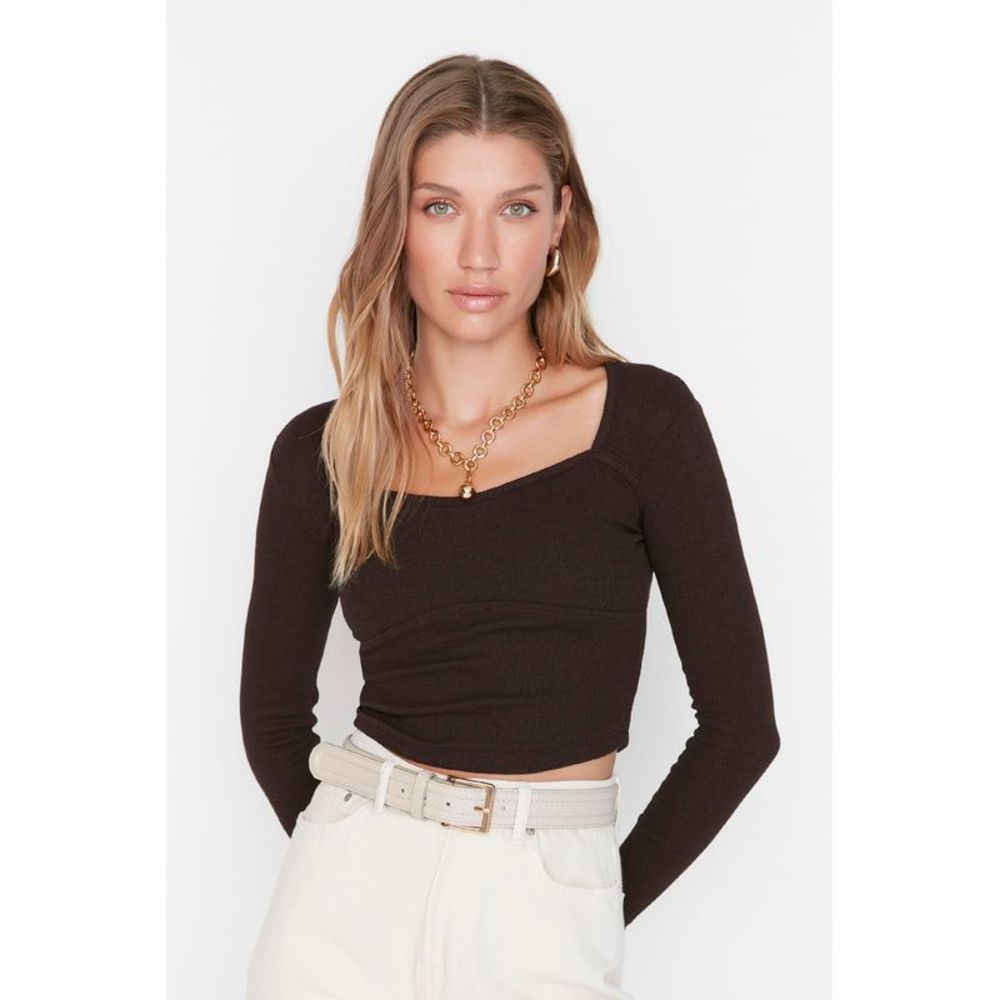 NWT Trendyol Women Regular fit Square collar Knit Blouse